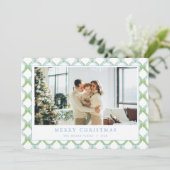 Grandmillenial Blue Christmas-fotokaart Feestdagenkaart (Staand voorkant)