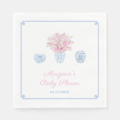 Grandmillenial Blue Pink Chinoiserie Baby shower Servet (Voorkant)