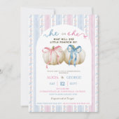 Grandmillenial Bow Preppy Pumpkin Gender Reveal Kaart (Voorkant)