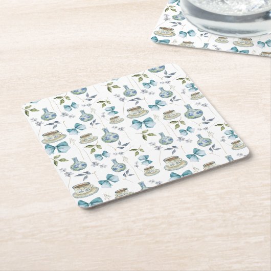 Grandmillenial Bow Waterverf Bloemen Onderzetters (Schuin)