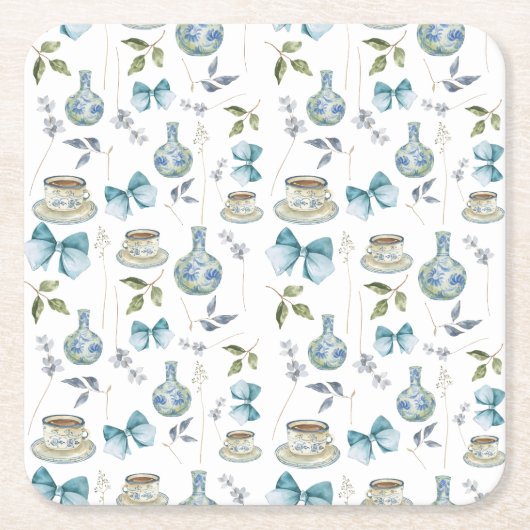 Grandmillenial Bow Waterverf Bloemen Onderzetters (Voorkant)