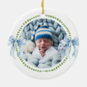 Grandmillenial Bows Baby's eerste kerstfoto Keramisch Ornament (Achterkant)