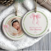 Grandmillenial Bows Baby's eerste kerstfoto Keramisch Ornament