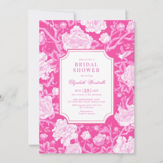 Grandmillenial Chinoiserie Floral Vrijgezellenfees Kaart (Voorkant)