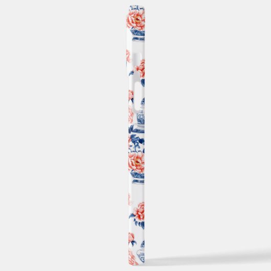 Grandmillenial Chinoiserie Gemberpot Roze Pioenroz iPhone Hoesje (Linkerkant)