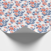 Grandmillenial Chinoiserie Ginger Jar Pink Peonies Cadeaupapier (Hoek)