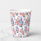 Grandmillenial Chinoiserie Ginger Jar Pink Peonies Papieren Bekers (Achterkant)