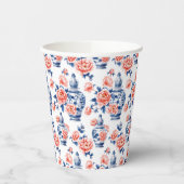 Grandmillenial Chinoiserie Ginger Jar Pink Peonies Papieren Bekers (Links)