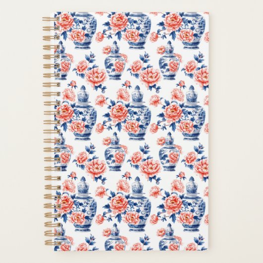 Grandmillenial Chinoiserie Ginger Jar Pink Peonies Planner (Voorkant)