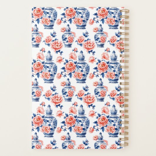 Grandmillenial Chinoiserie Ginger Jar Pink Peonies Planner (Achterkant)
