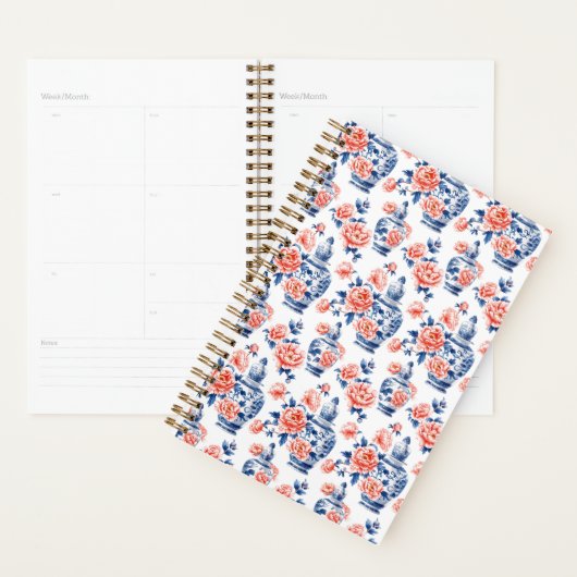 Grandmillenial Chinoiserie Ginger Jar Pink Peonies Planner (Display)