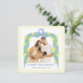 Grandmillenial citroen blauw Chinoiserie één foto Feestdagenkaart (Staand voorkant)