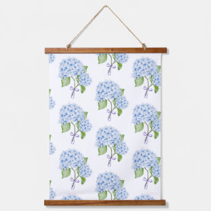 Grandmillenial floral hortensia boog blauwe preppy hangend wandkleed