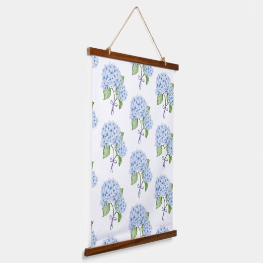 Grandmillenial floral hortensia boog blauwe preppy hangend wandkleed (Gebogen)
