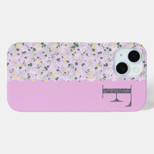 Grandmillenial MONOGRAM F LILA KLEINE BLOEMEN Case-Mate iPhone Case (Achterkant (horizontaal))