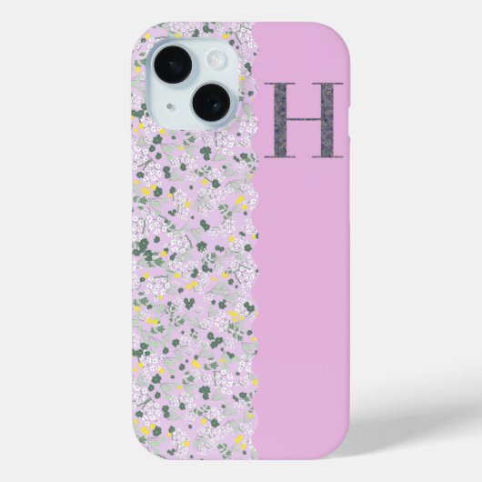 Grandmillenial MONOGRAM H LILA KLEINE BLOEMEN Case-Mate iPhone Case (Achterkant)