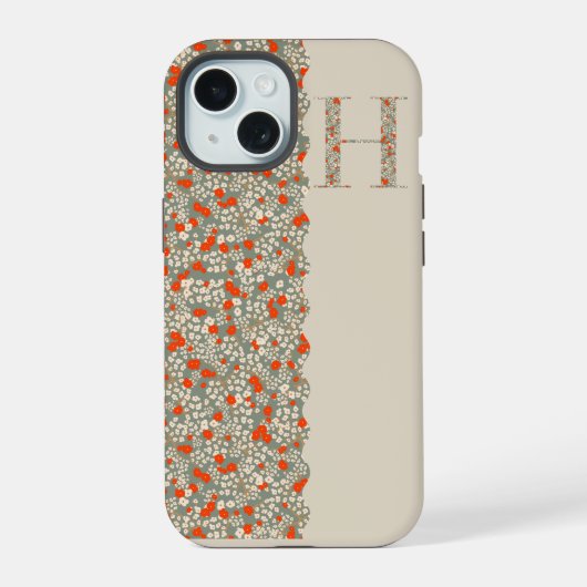 Grandmillenial MONOGRAM HBG RODE BLOEMEN iPhone 15 Case (Achterkant)