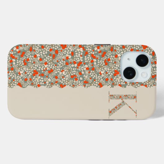 Grandmillenial MONOGRAM K BG RODE BLOEMEN Case-Mate iPhone Case (Achterkant (horizontaal))