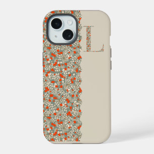 Grandmillenial MONOGRAM L BG RODE BLOEMEN iPhone 15 Case