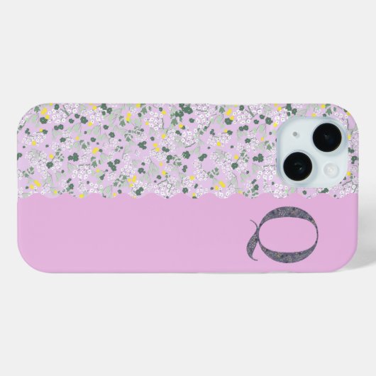 Grandmillenial MONOGRAM P LILA KLEINE BLOEMEN Case-Mate iPhone Case (Achterkant (horizontaal))