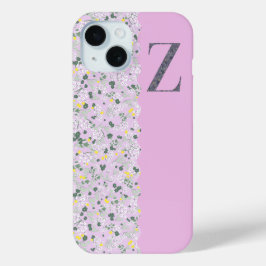 Grandmillenial MONOGRAM Z LILA KLEINE BLOEM iPhone 15 Case