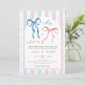 Grandmillenial Preppy Bow Genderonthulling Kaart (Staand voorkant)