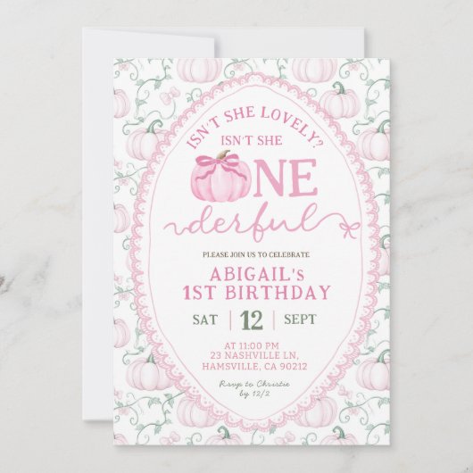 Grandmillenial Preppy Roze Pompoen Meisje Onefderf Kaart (Voorkant)