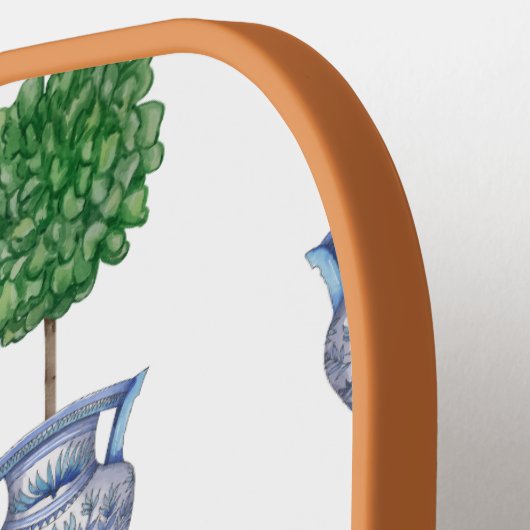 Grandmillenial preppy topiary blauw pickleball paddle (Links Detail)