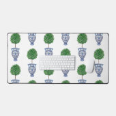 Grandmillenial preppy topiary vaas blauw bureaumat (Keyboard & Muis)