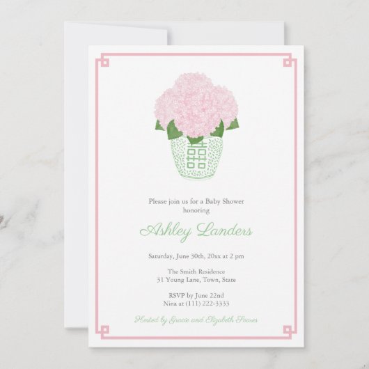 Grandmillenial roze en groen Baby shower voor meis Kaart (Voorkant)