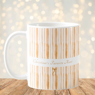 Grandmillennial Abrikozen Streep Elegante Cottage Koffiemok