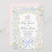 Grandmillennial baby carriage shower invitation kaart (Voorkant / Achterkant)