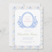 Grandmillennial Baby shower Invitation met Monogr Kaart (Voorkant)