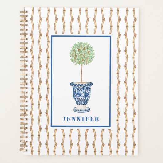 Grandmillennial Bamboo Chinoiserie Topiary | Planner (Voorkant)
