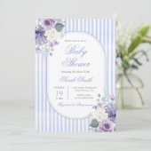 Grandmillennial Blauw Bloemige Baby Shower Kaart (Staand voorkant)