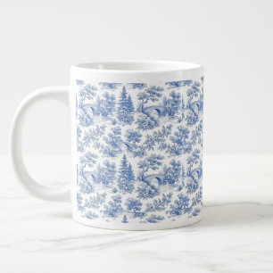 Grandmillennial Blauw Toile Landelijk Landschap Grote Koffiekop