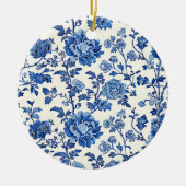 Grandmillennial Blauw-witte bloemenchinoiserie Keramisch Ornament (Voorkant)
