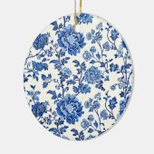 Grandmillennial Blauw-witte bloemenchinoiserie Keramisch Ornament (Links)