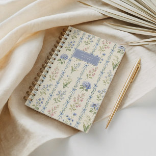 Grandmillennial Blauwe Boog Bloemrijke Chinoiserie Notitieboek