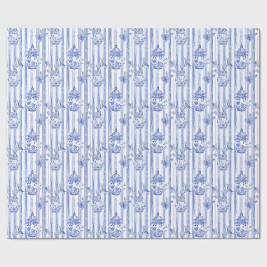 Grandmillennial Blue Chinoiserie Ginger Jar Cadeaupapier (Vlak)