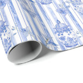 Grandmillennial Blue Chinoiserie Ginger Jar Cadeaupapier (Rol Hoek)