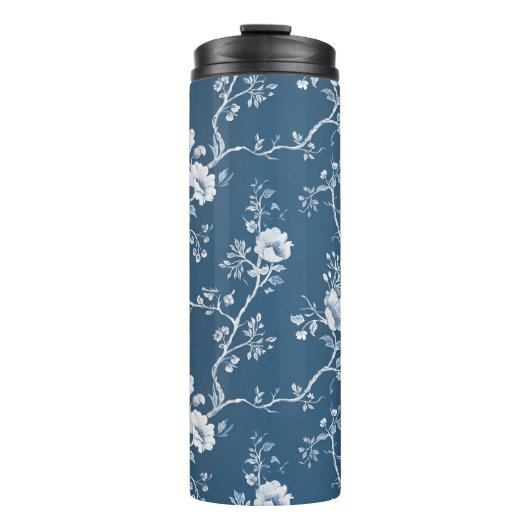 Grandmillennial Blue en White Rose Tumbler Thermosbeker (Voorkant)