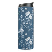 Grandmillennial Blue en White Rose Tumbler Thermosbeker (Gedraaid links)