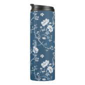 Grandmillennial Blue en White Rose Tumbler Thermosbeker (Geroteerd rechts)