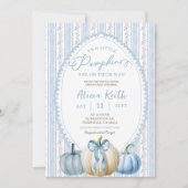Grandmillennial Blue Pumpkin Boy Twins Baby shower Kaart (Voorkant)