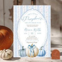 Grandmillennial Blue Pumpkin Boy Twins Baby shower