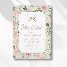 Grandmillennial Blush Sage Anemone Gouden Baby Sho Kaart