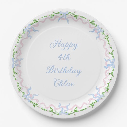 Grandmillennial Bows Birthday Paper Bord (Voorkant)