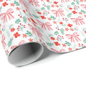 Grandmillennial Bows Kerst Verpakking Papier (Rol Hoek)