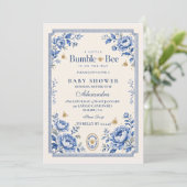 Grandmillennial Bumble Bee Baby Shower Kaart (Staand voorkant)
